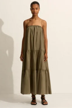 Voluminous Tiered Sundress Olive