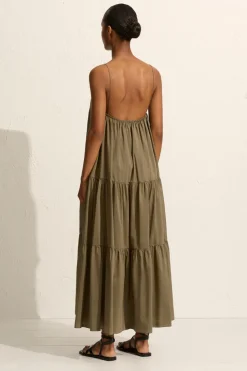 Voluminous Tiered Sundress Olive