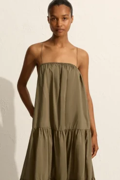Voluminous Tiered Sundress Olive