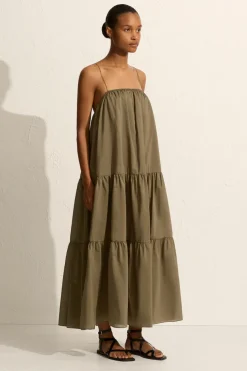 Voluminous Tiered Sundress Olive